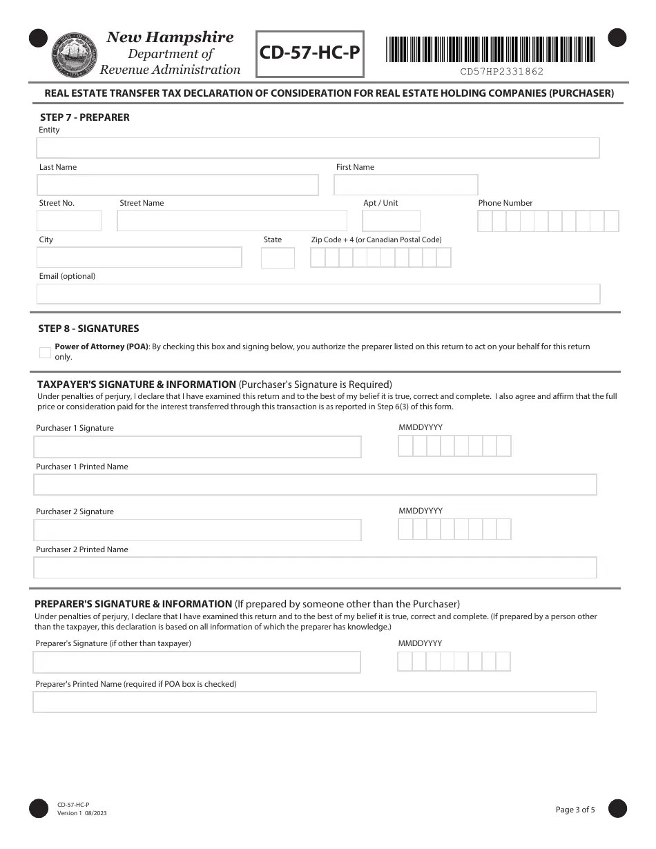 Form CD57HCP Download Fillable PDF or Fill Online Real Estate Transfer Tax Declaration of