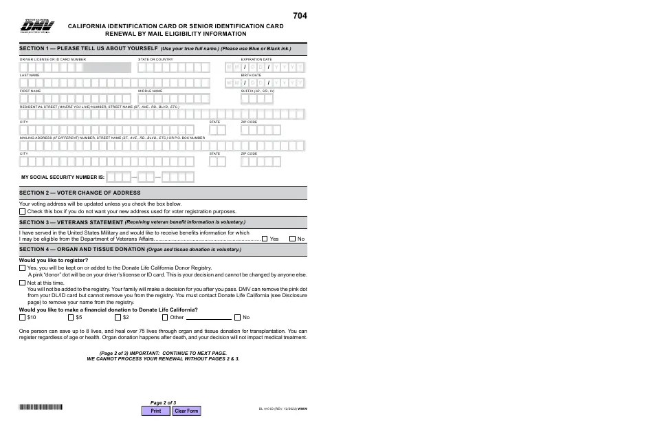 Form DL410 ID Download Fillable PDF or Fill Online California