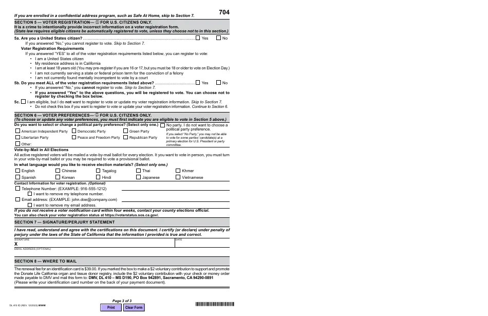 Form DL410 ID Download Fillable PDF or Fill Online California