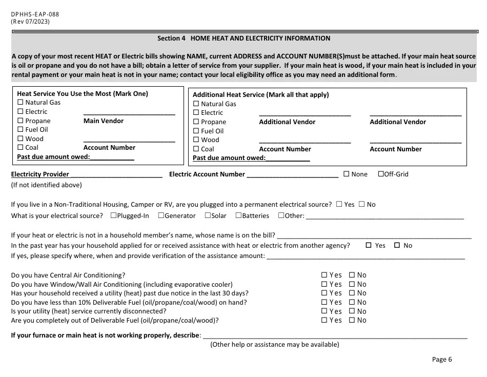 Form DPHHSEAP088 Download Fillable PDF or Fill Online Low Home