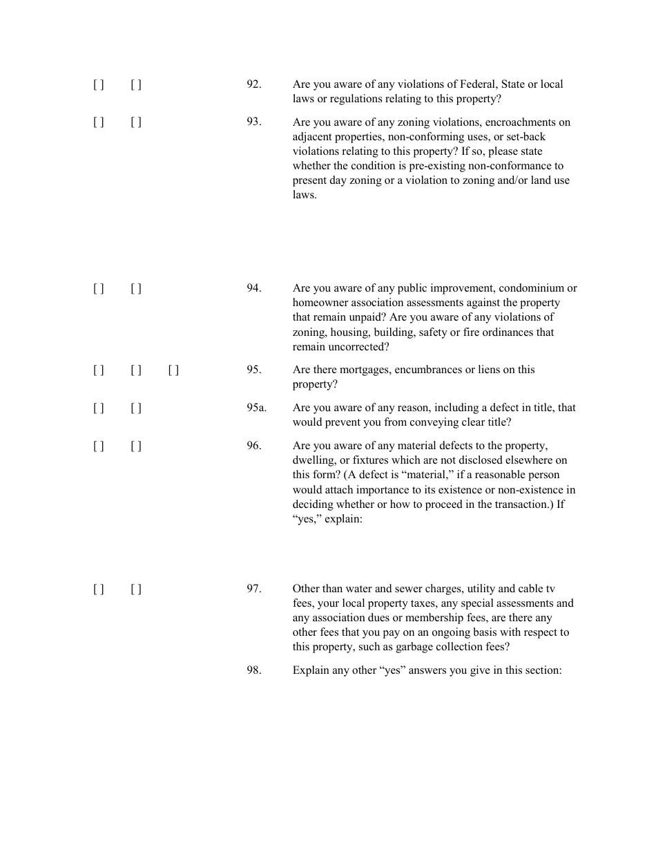 New Jersey Seller's Property Condition Disclosure Statement Fill Out