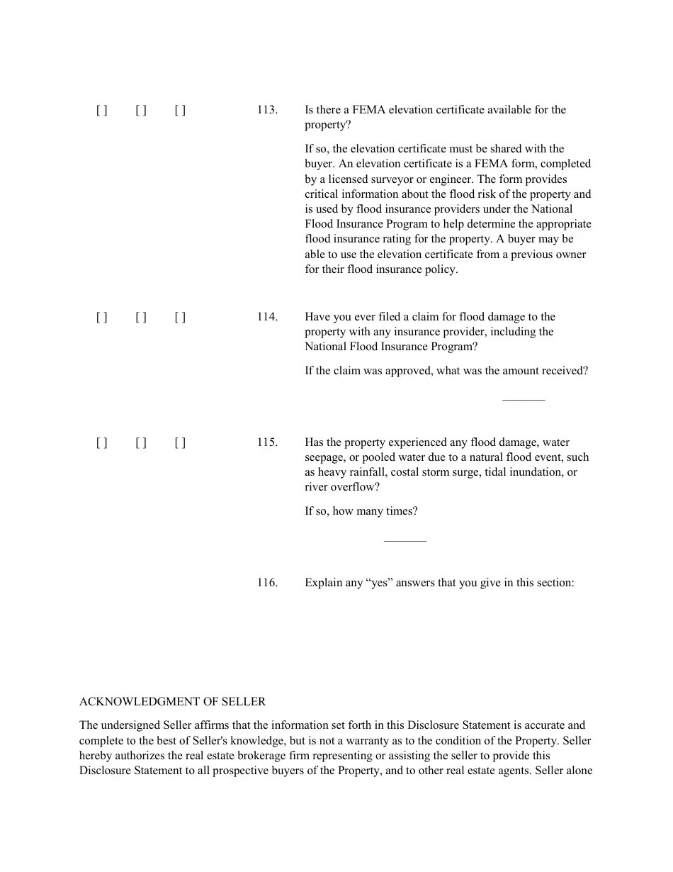 New Jersey Seller's Property Condition Disclosure Statement Fill Out