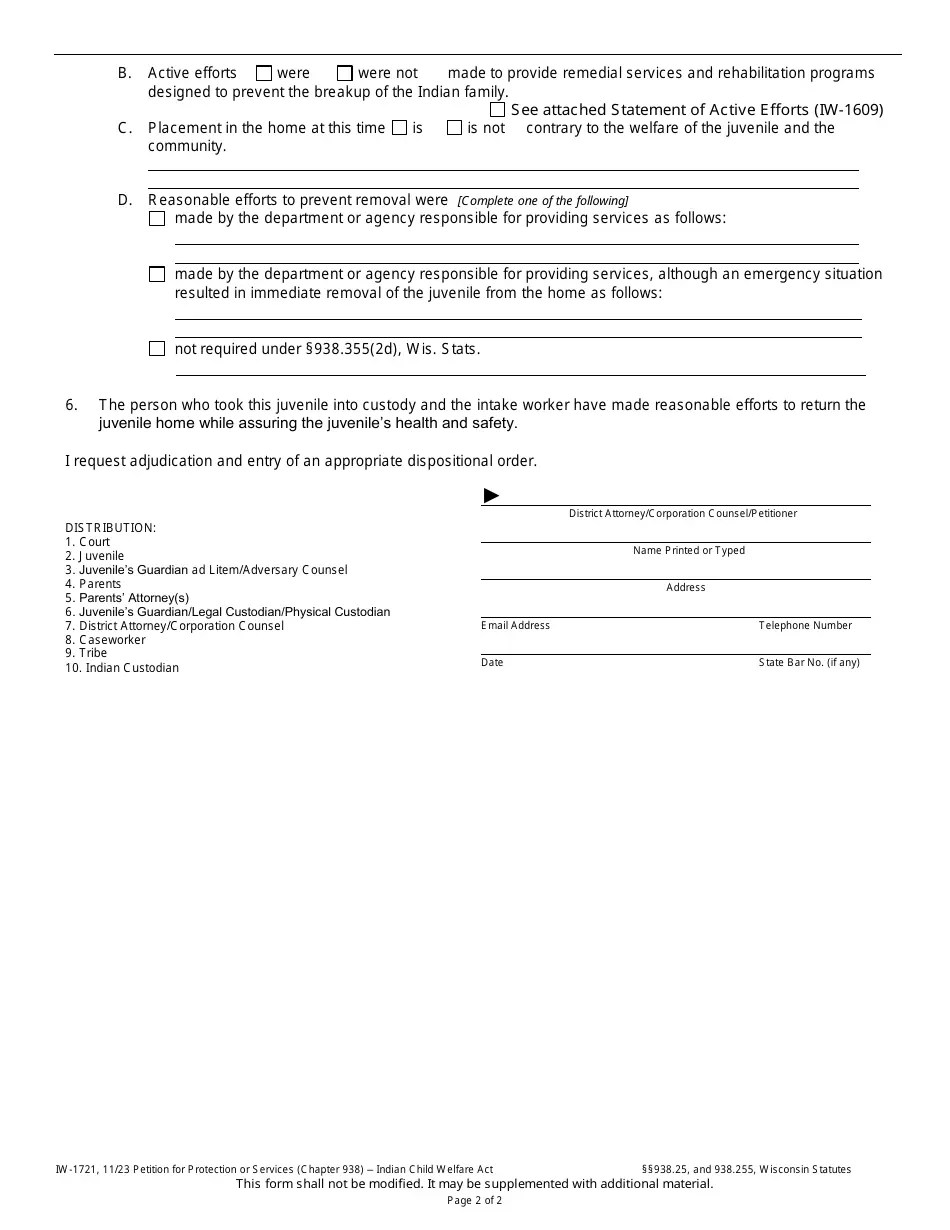 Form IW1721 Download Printable PDF or Fill Online Petition for