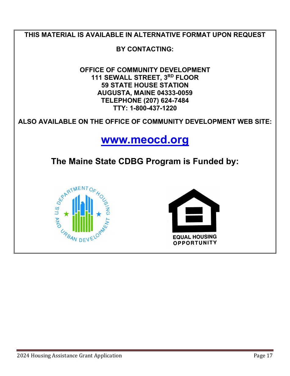 2024 Maine Housing Assistance Grant Program Application Download