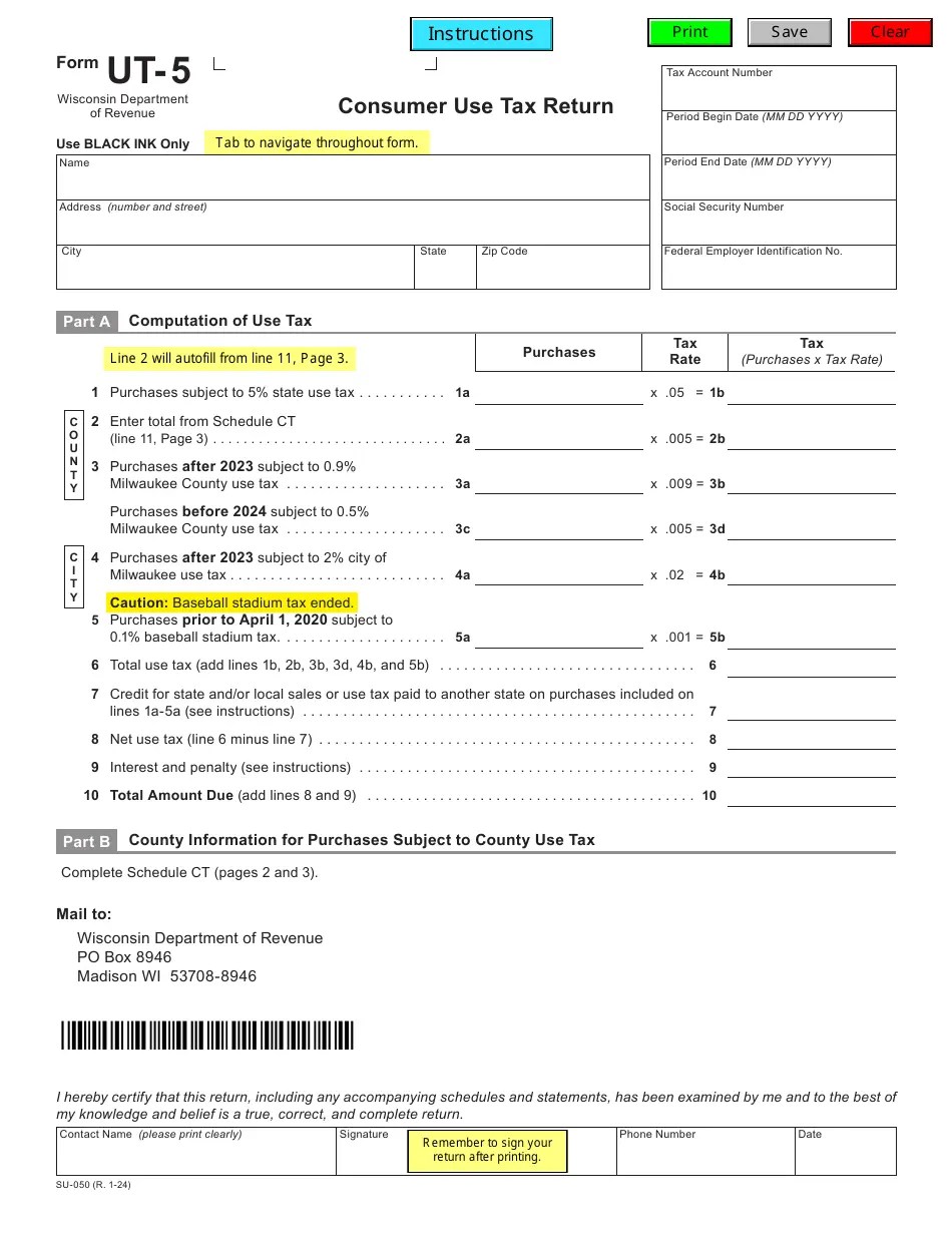 Form UT5 (SU050) Download Fillable PDF or Fill Online Consumer Use