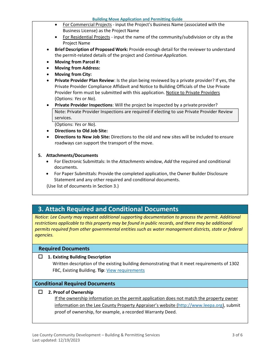 Lee County, Florida Building Move Application and Permitting Guide