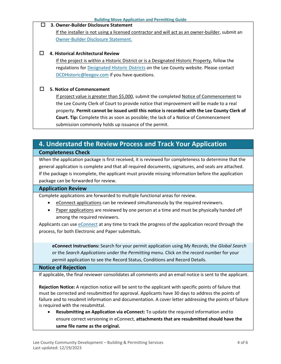 Lee County, Florida Building Move Application and Permitting Guide