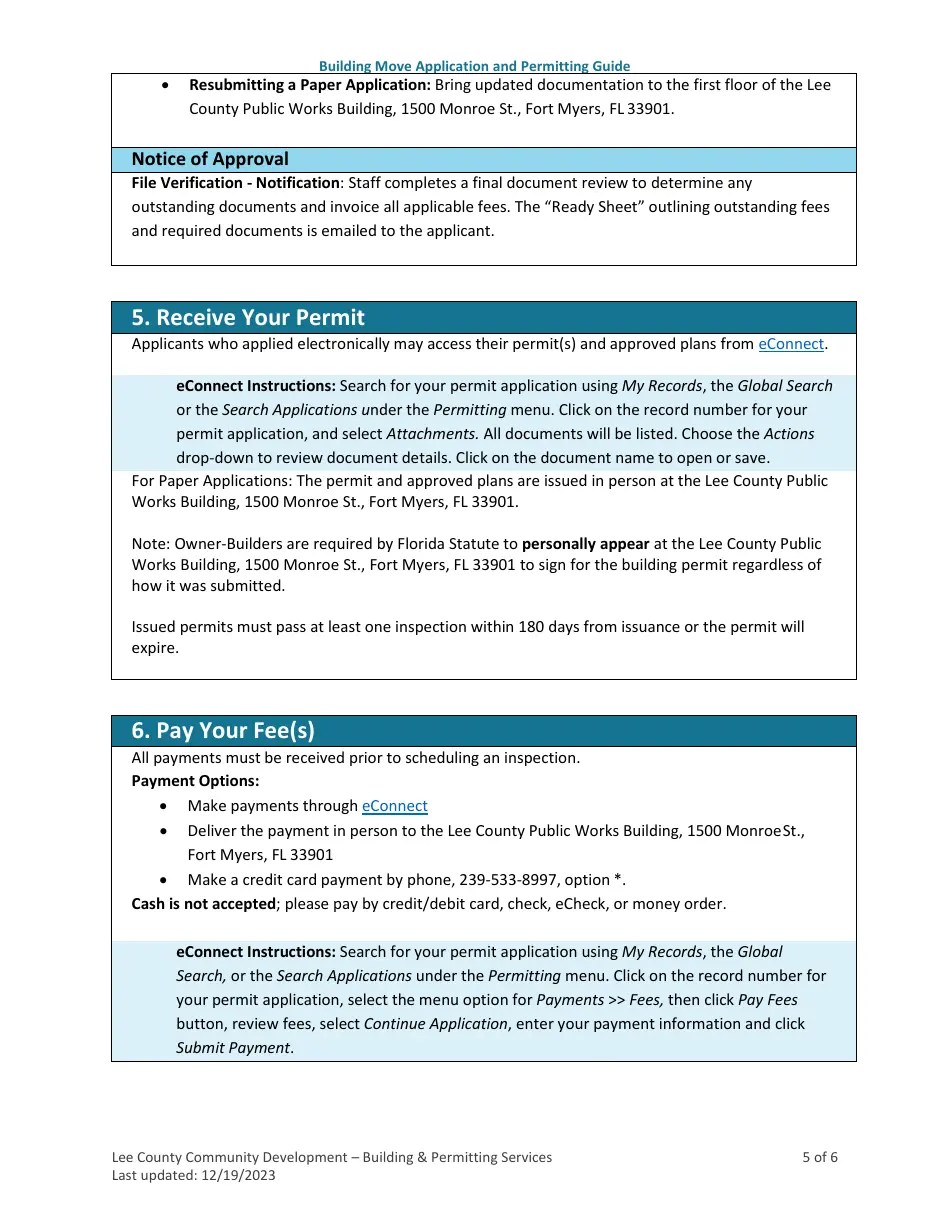 Lee County, Florida Building Move Application and Permitting Guide