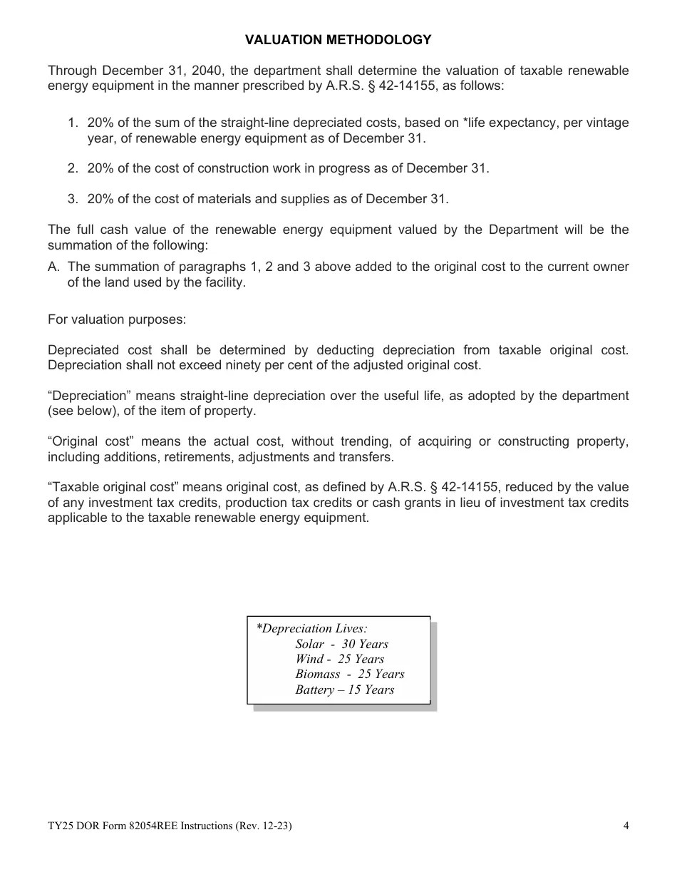 Download Instructions for DOR Form 82054REE Renewable Energy Equipment