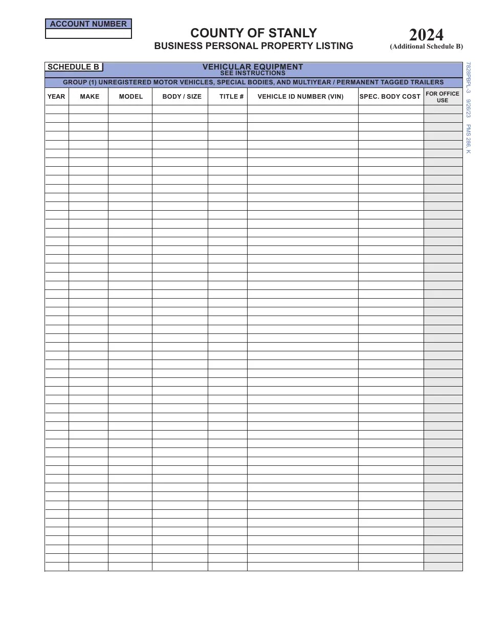 2024 Stanly County, North Carolina Business Personal Property Listing