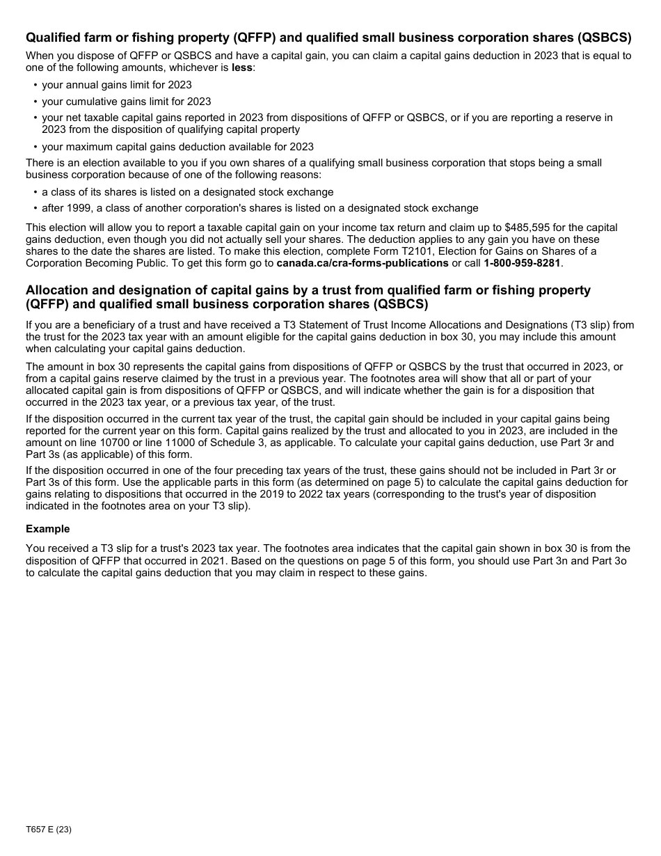 Form T657 Download Fillable PDF or Fill Online Calculation of Capital