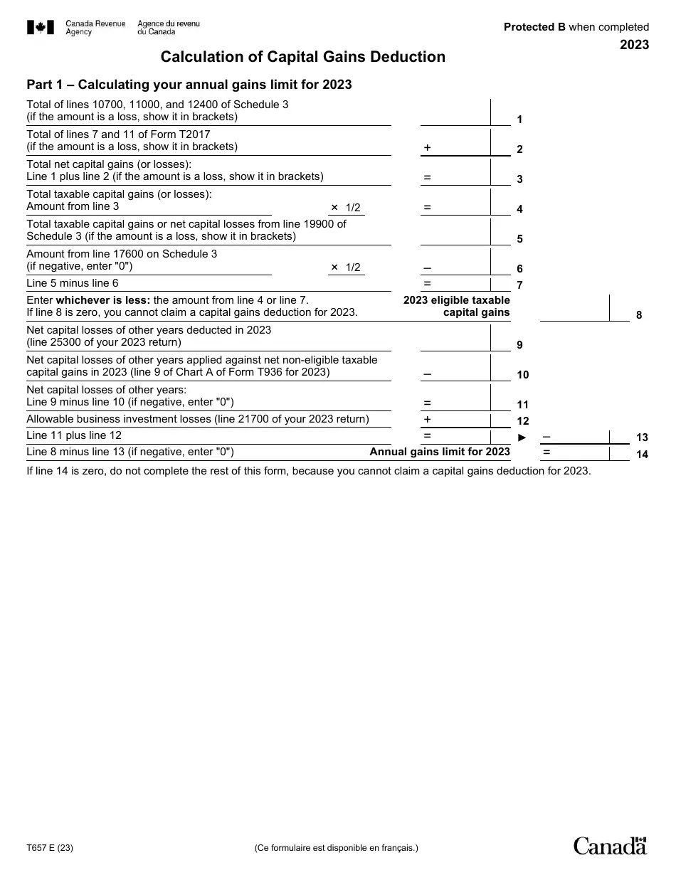 Form T657 Download Fillable PDF or Fill Online Calculation of Capital