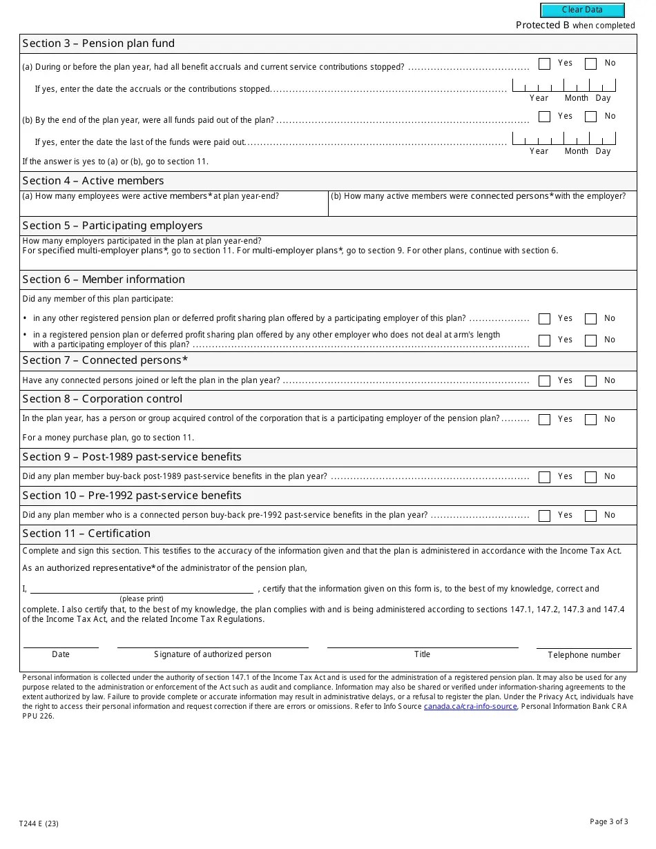 Form T244 Download Fillable PDF or Fill Online Registered Pension Plan