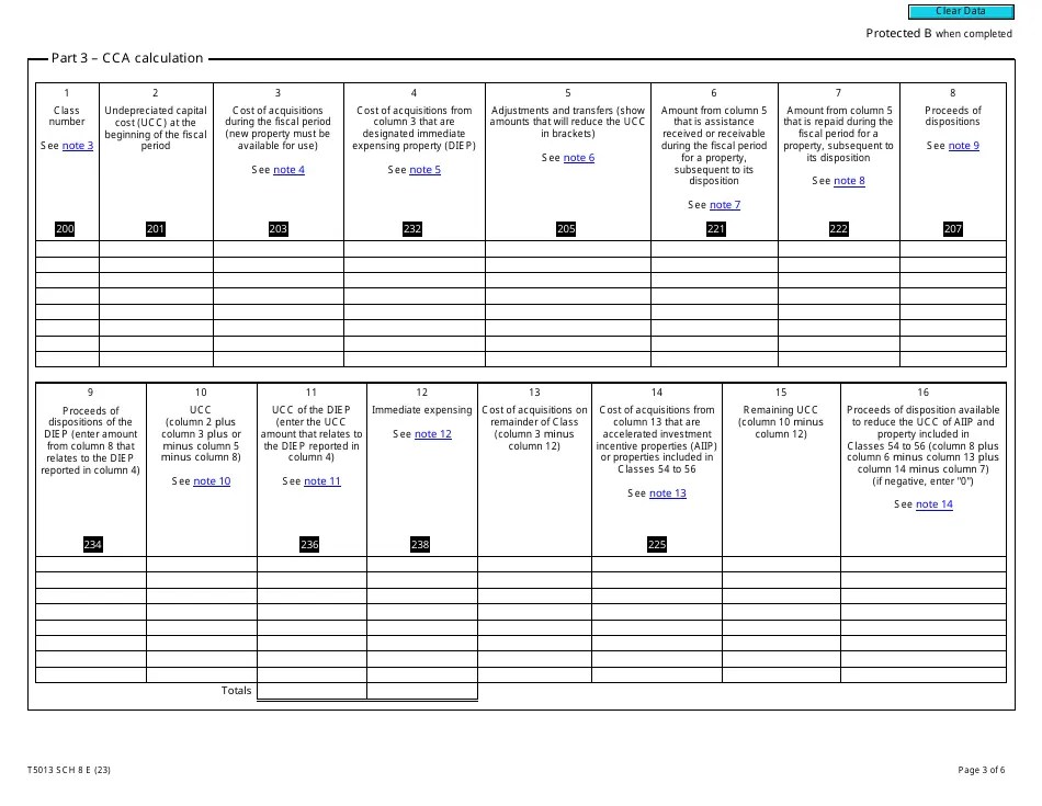 Form T5013 Schedule 8 Download Fillable PDF or Fill Online Capital Cost