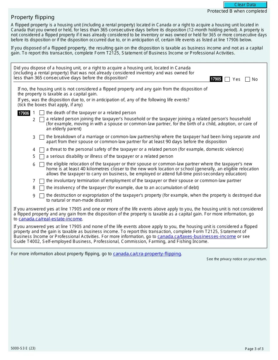 Form 5000S3 Schedule 3 Download Fillable PDF or Fill Online Capital