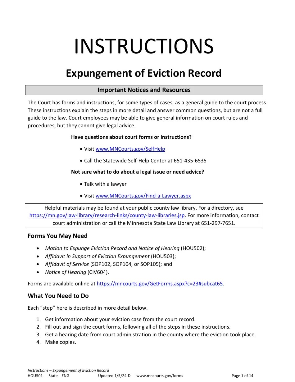 Form HOU501 Download Printable PDF or Fill Online Instructions