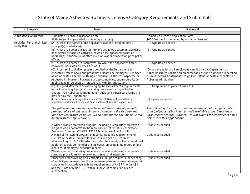 Maine License Application Form Asbestos/Lead Business & Public