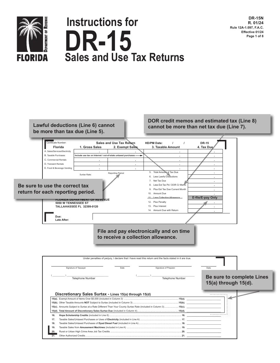Download Instructions for Form DR15 Sales and Use Tax Return PDF 2020