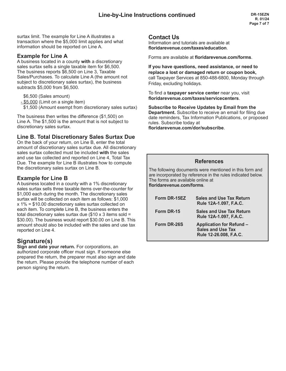 Download Instructions for Form DR15EZ Sales and Use Tax Return PDF