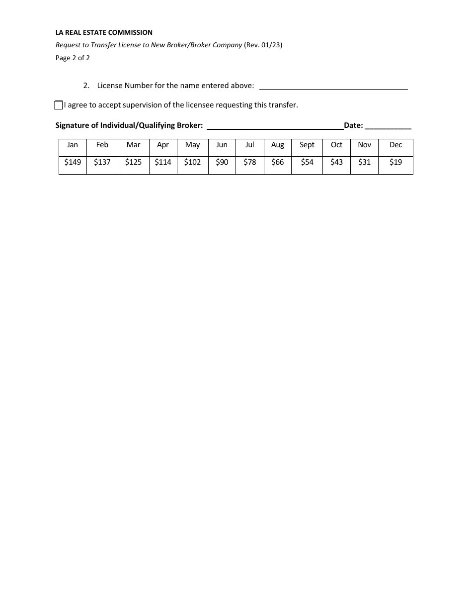 Louisiana Request to Transfer License to New Broker/Broker Company Fill Out, Sign Online and