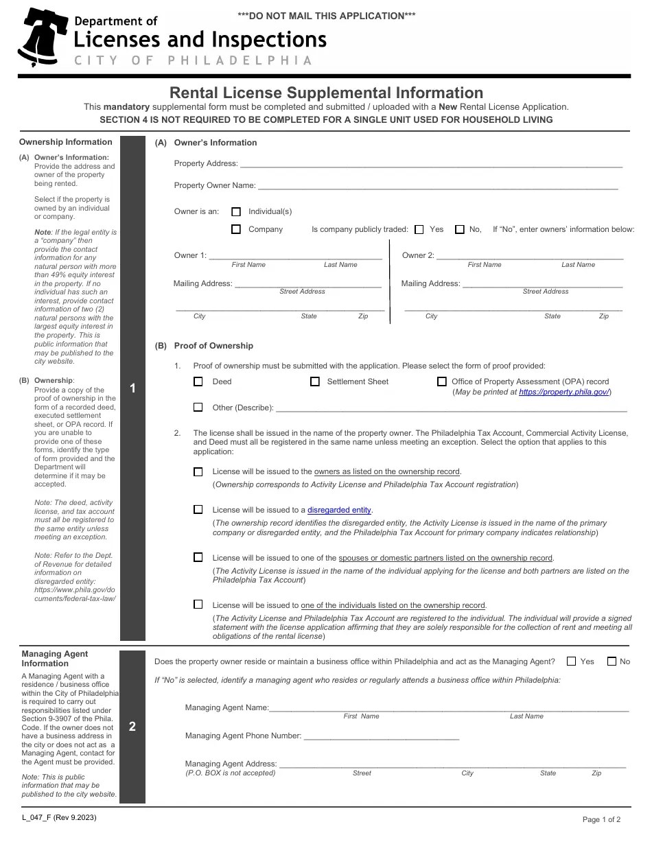Form L_047_F Download Fillable PDF or Fill Online Rental License