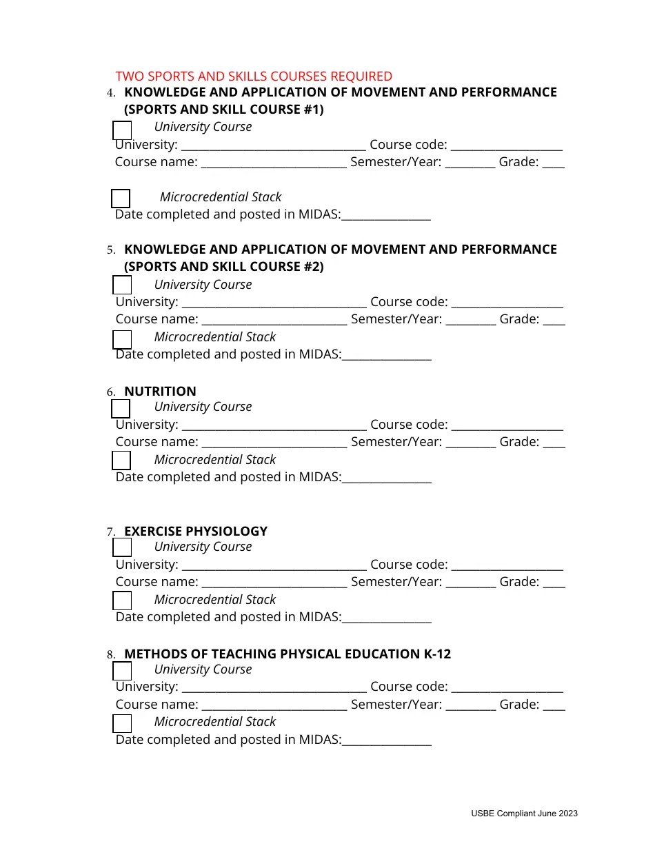 Utah Physical Education Endorsement Application Fill Out, Sign Online