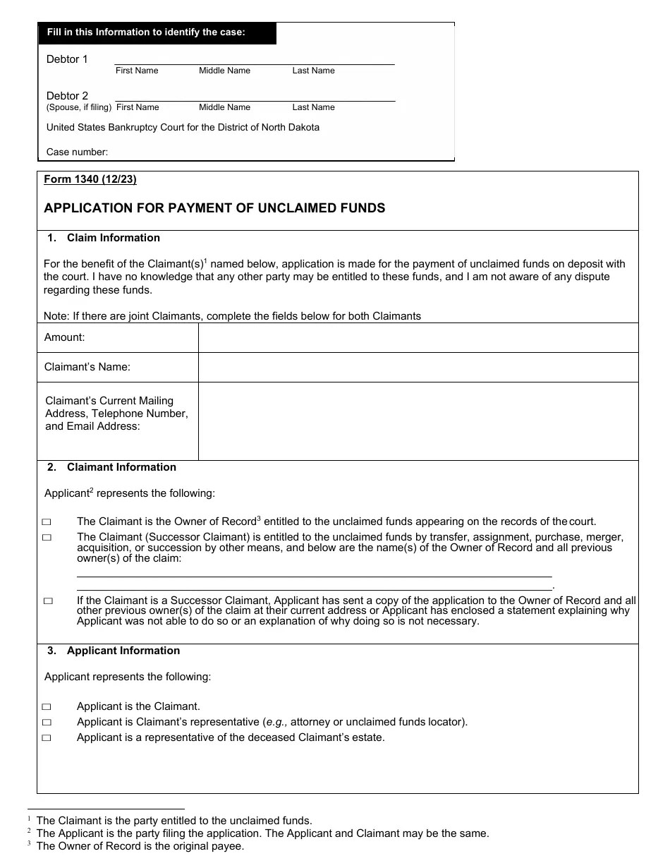 Form 1340 Fill Out, Sign Online and Download Fillable PDF, North
