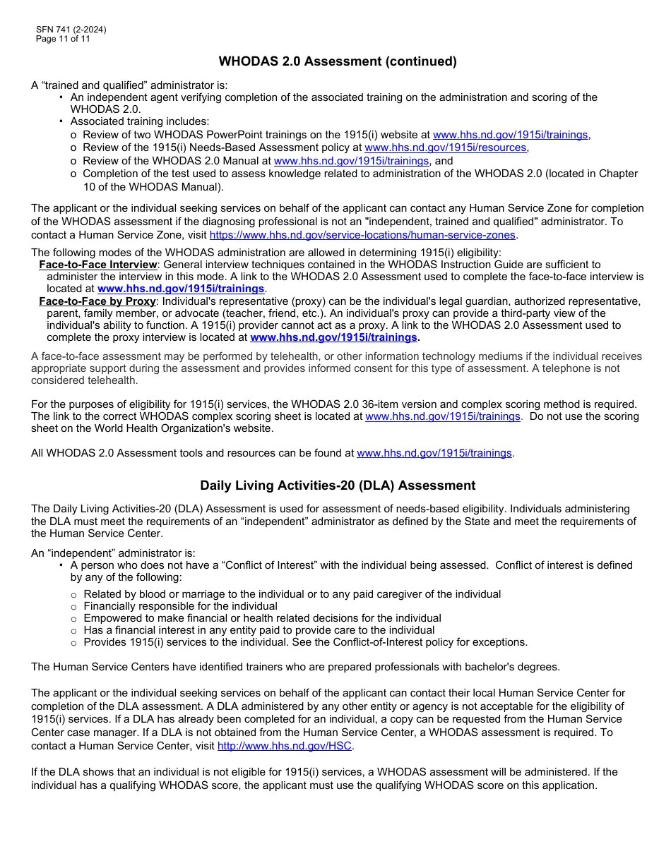 Form SFN741 Download Fillable PDF or Fill Online 1915(I) Eligibility