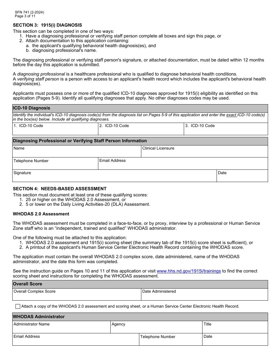 Form SFN741 Download Fillable PDF or Fill Online 1915(I) Eligibility