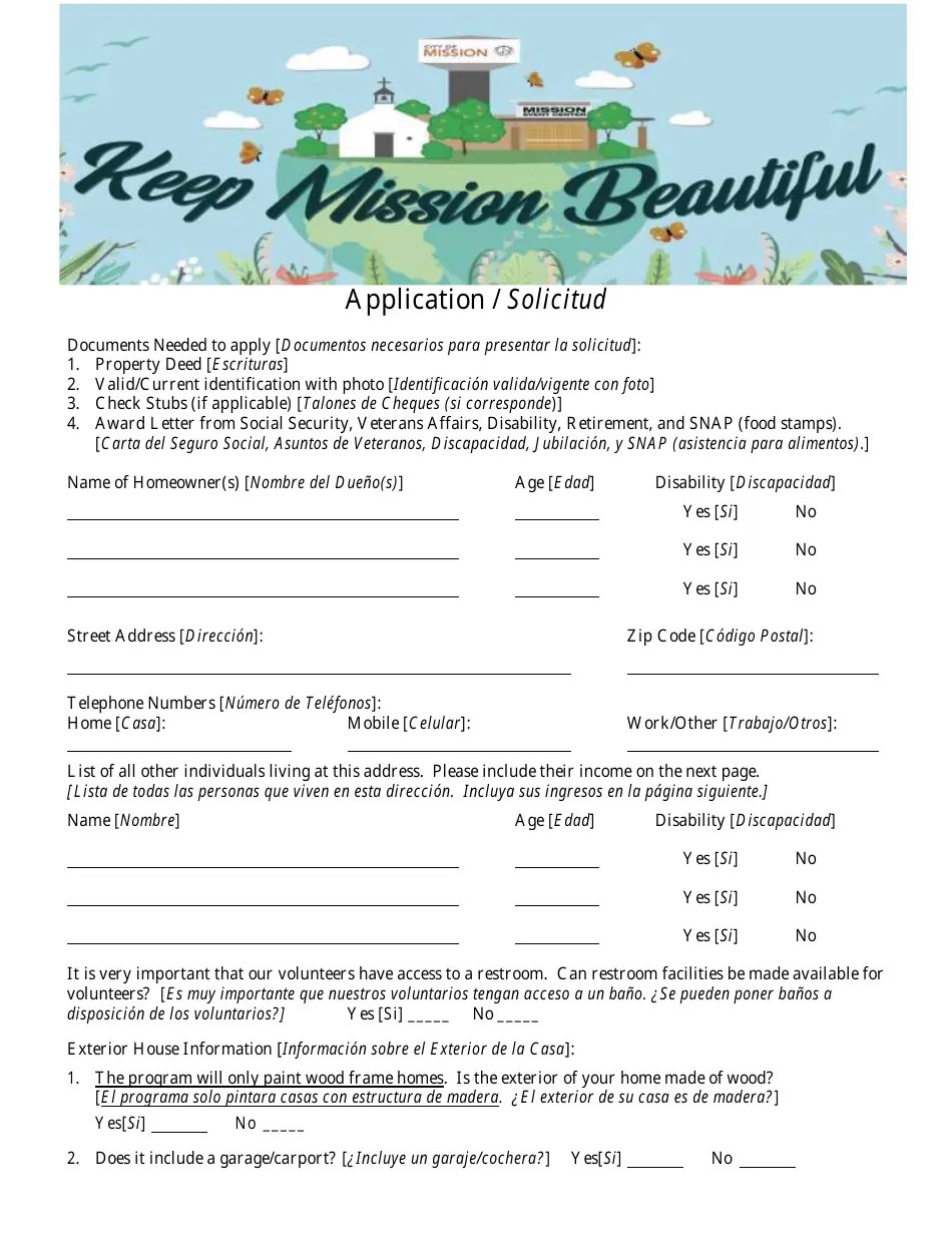 City of Mission, Texas Paint Mission Beautiful Application (English