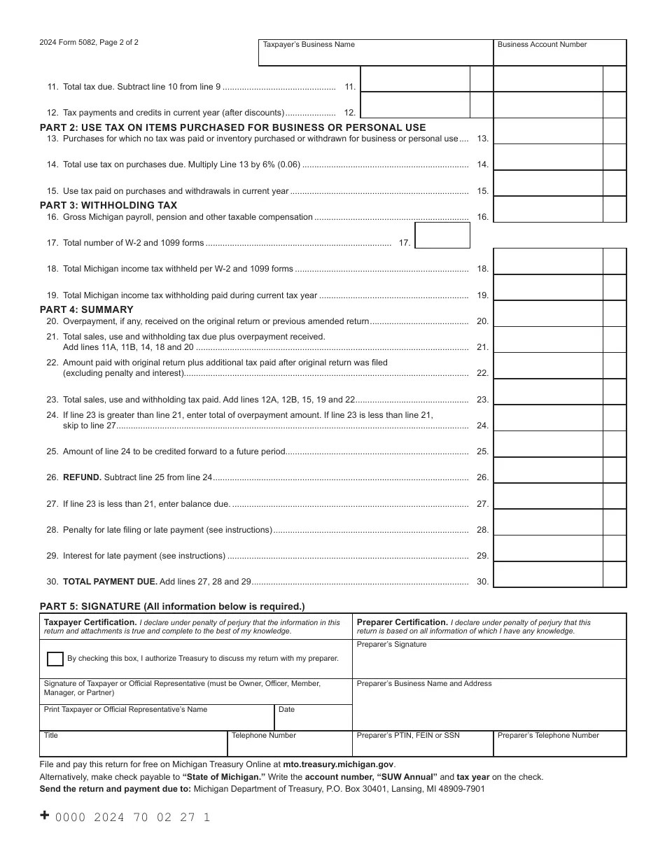 Form 5082 Download Fillable PDF or Fill Online Sales, Use and