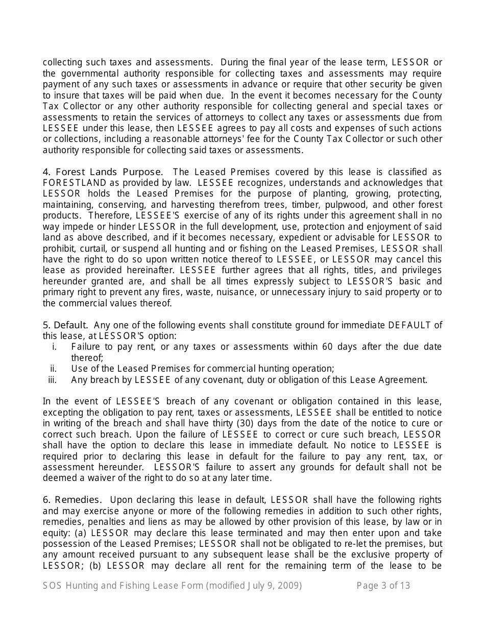 Mississippi Hunting and Fishing Lease Form 16th Section Public School