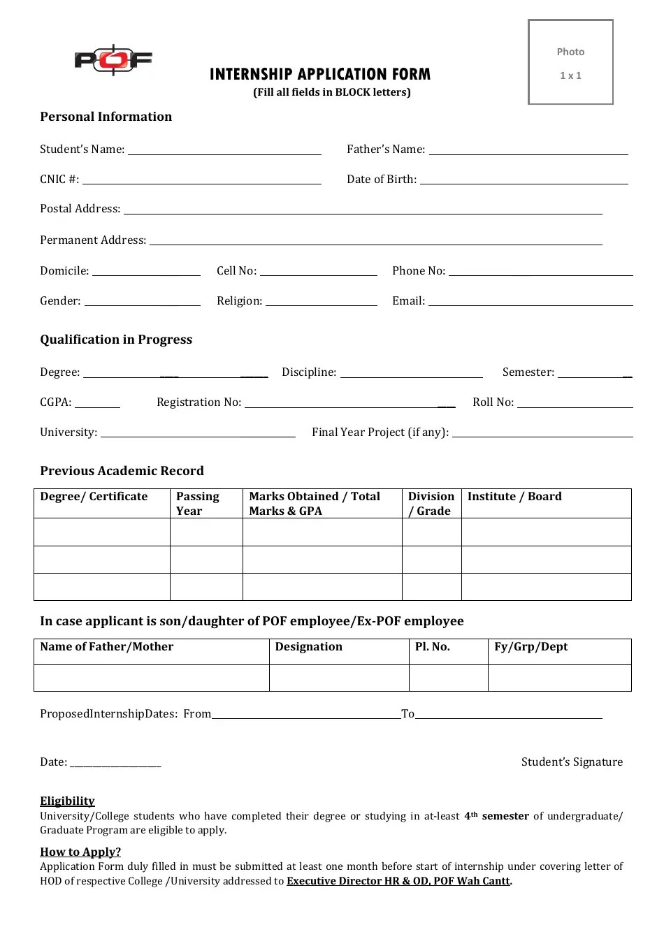 Pakistan Internship Application Form Fill Out, Sign Online and