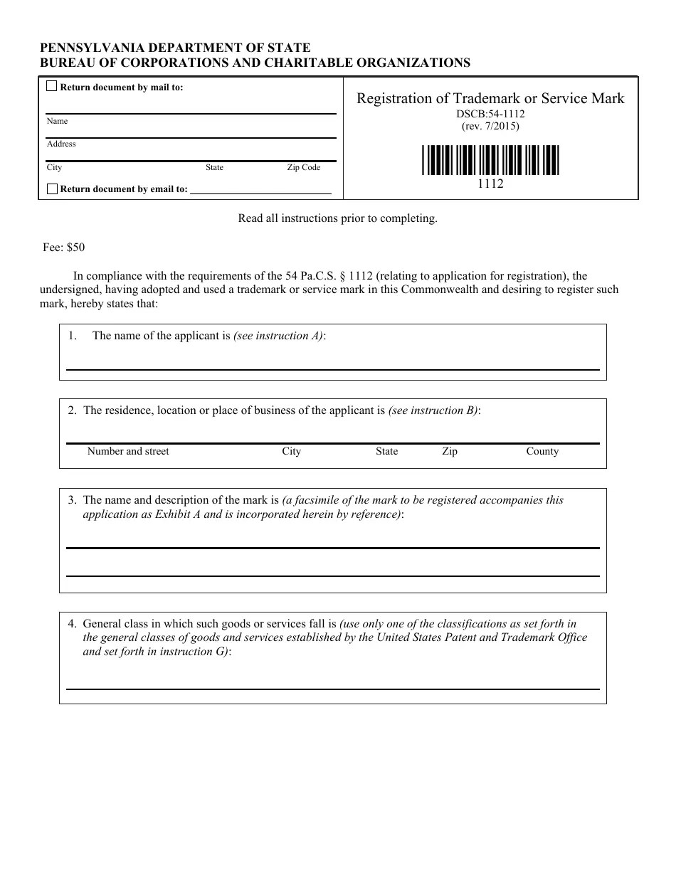 Form DSCB541112 Fill Out, Sign Online and Download Fillable PDF, Pennsylvania Templateroller