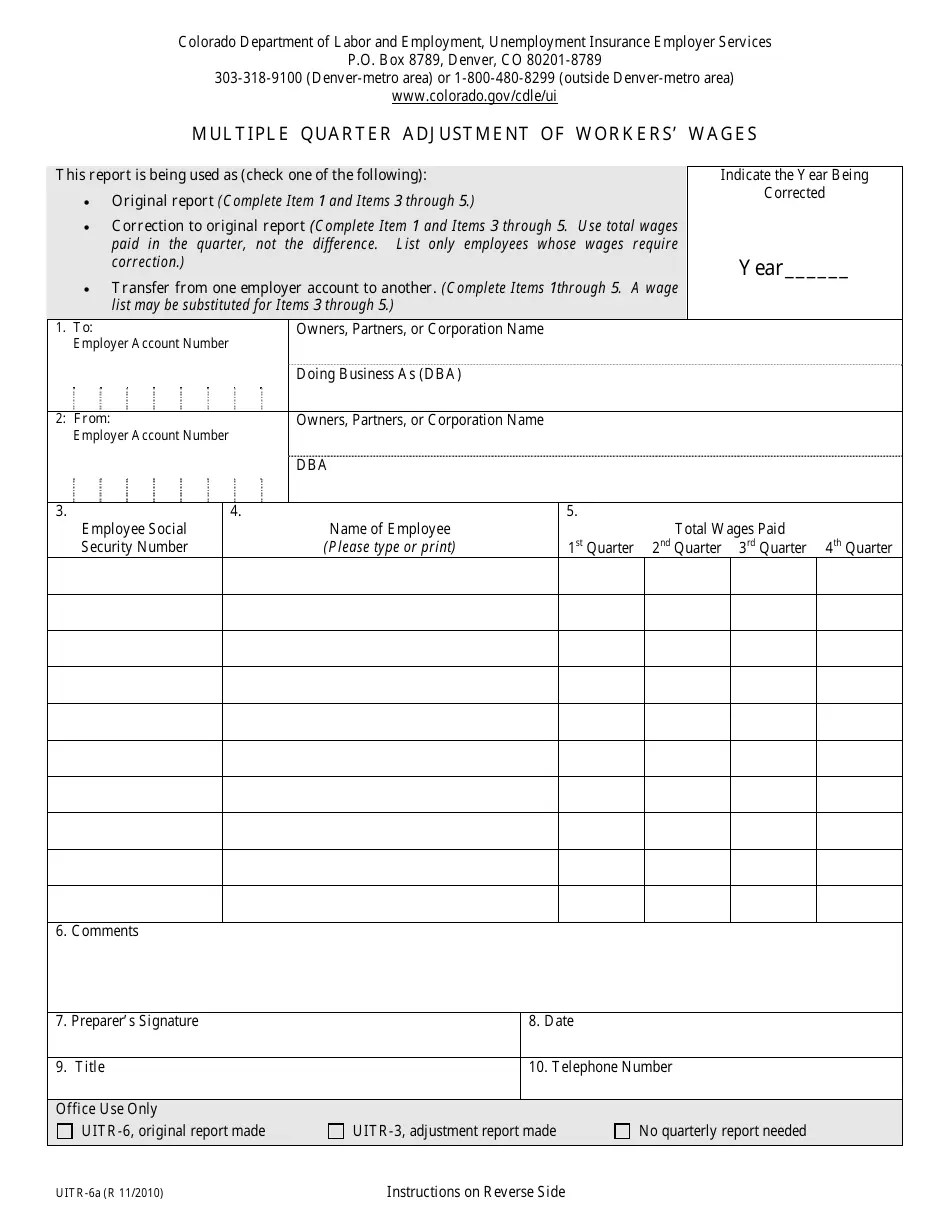 Form UITR6a Fill Out, Sign Online and Download Printable PDF
