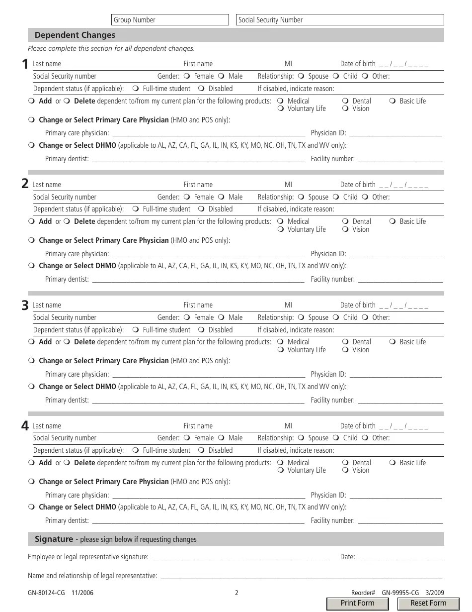 Form GN80124CG Fill Out, Sign Online and Download Fillable PDF