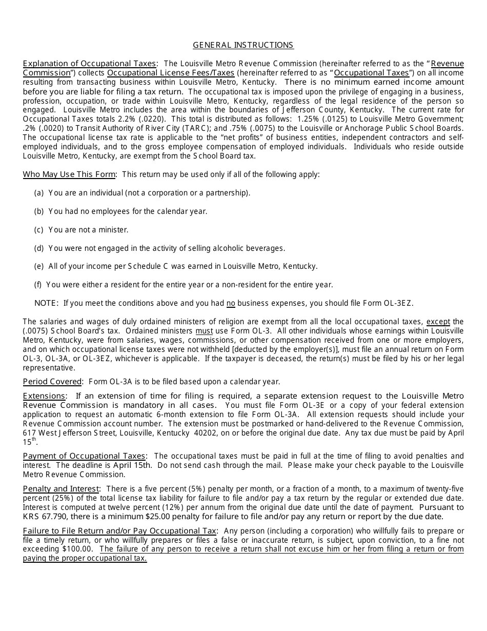 Form OL3a Fill Out, Sign Online and Download Fillable PDF