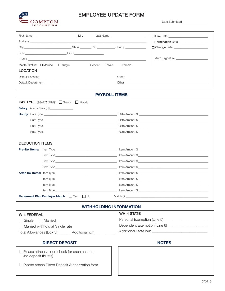 Employee Update Form Compton Accounting Fill Out, Sign Online and