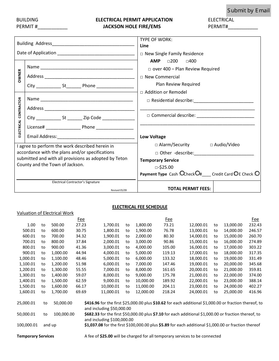 Teton County, Wyoming Electrical Permit Application Form Fill Out