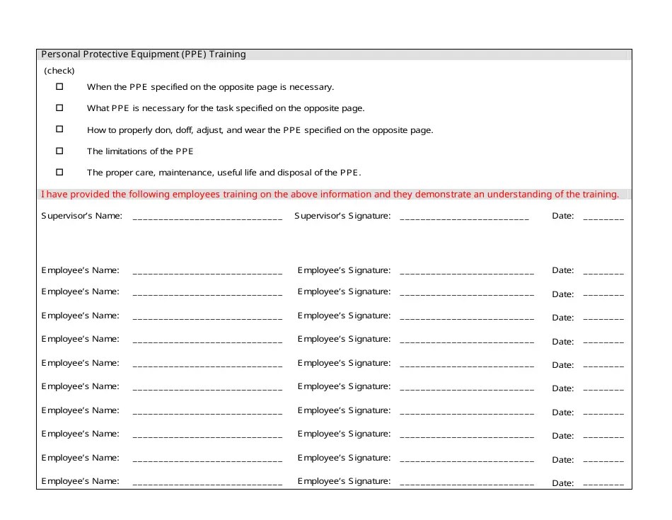 Ppe Hazard Assessment/Training Certification Form Fill Out, Sign Online and Download PDF