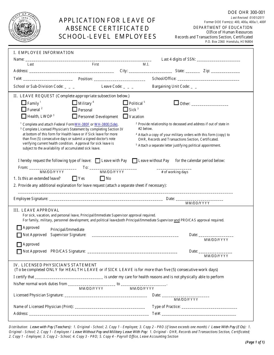 Form DOE OHR300001 Fill Out, Sign Online and Download Fillable PDF