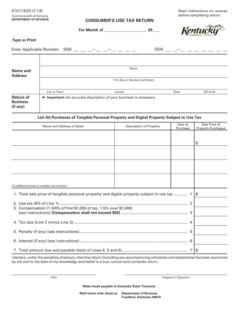 Form 51A113(O) Fill Out, Sign Online and Download Printable PDF