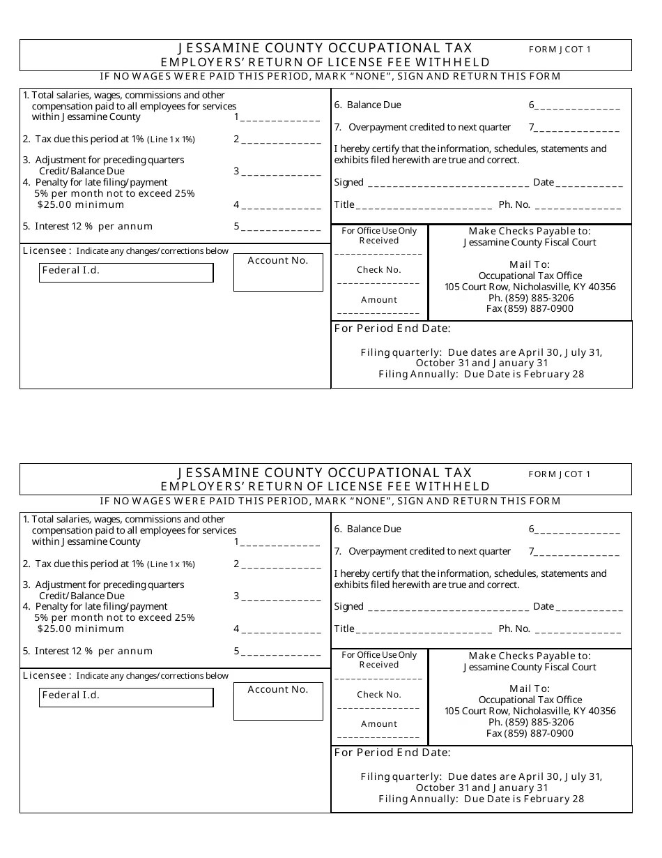 Form JCOT1 Fill Out, Sign Online and Download Printable PDF