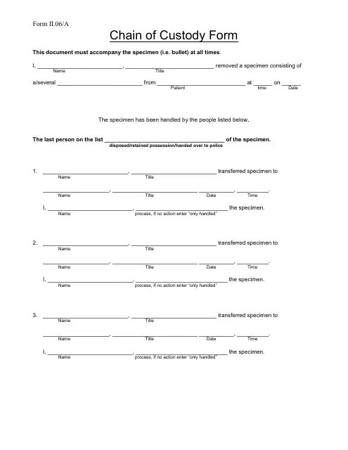 Chain of Custody Form Download Printable PDF Templateroller