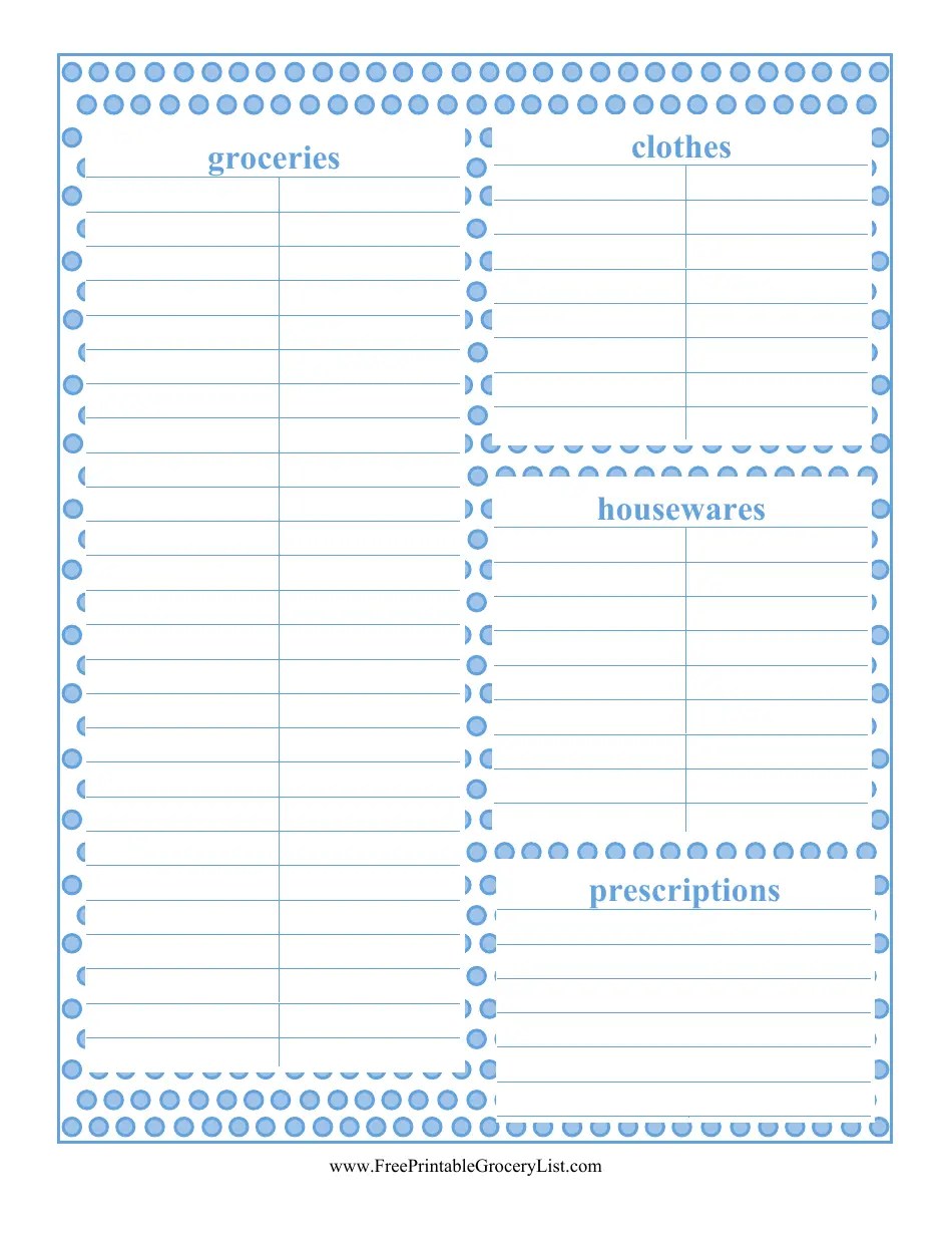 Shopping List Template Blue Download Printable PDF Templateroller