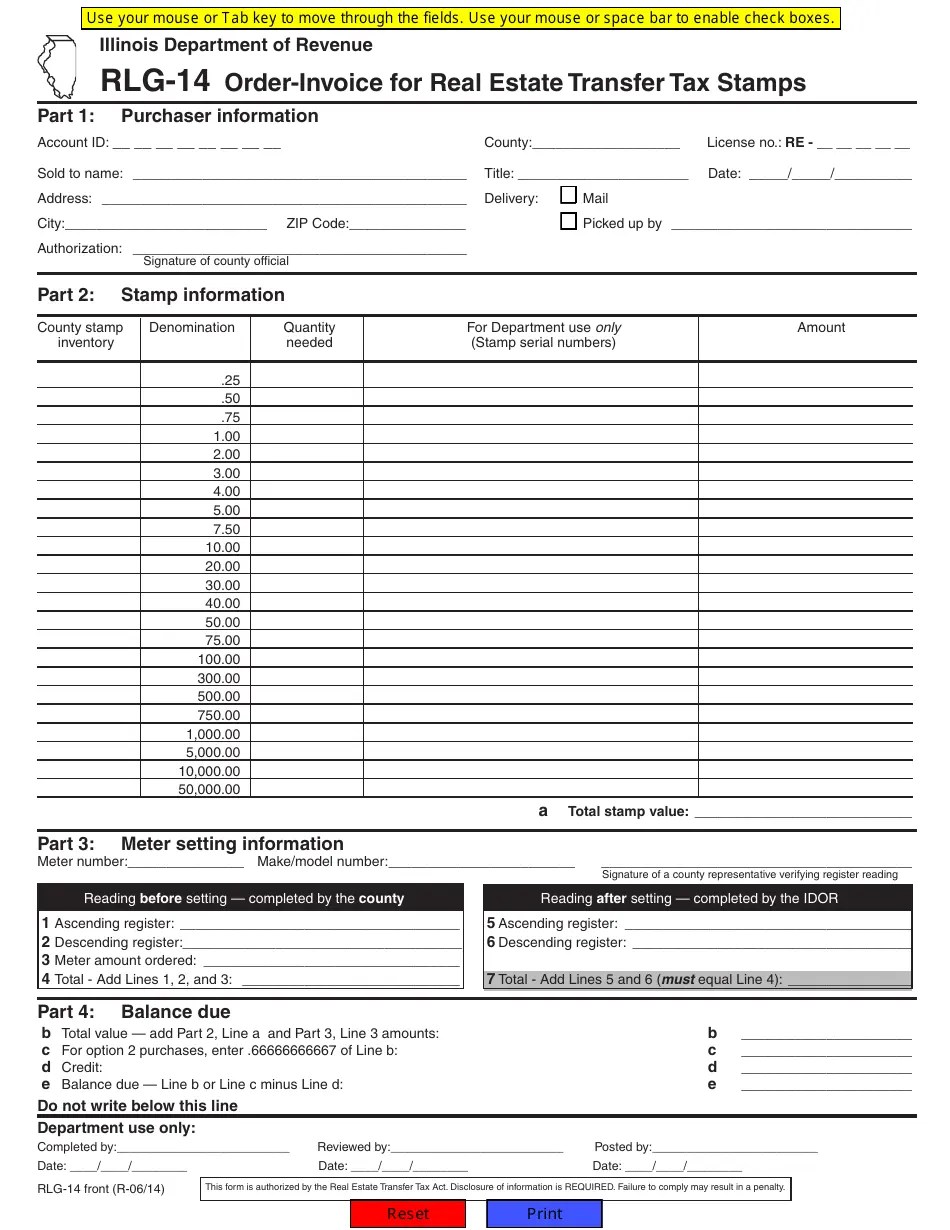 Form RLG14 Fill Out, Sign Online and Download Fillable PDF, Illinois