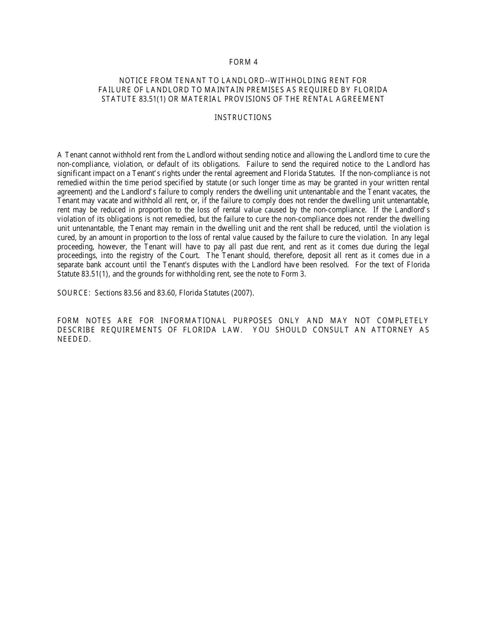 Form 4 Fill Out, Sign Online and Download Printable PDF, Florida