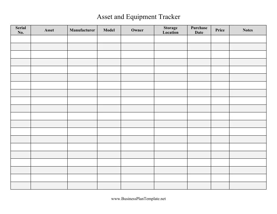 Asset and Equipment Inventory Tracking Template Download Printable PDF