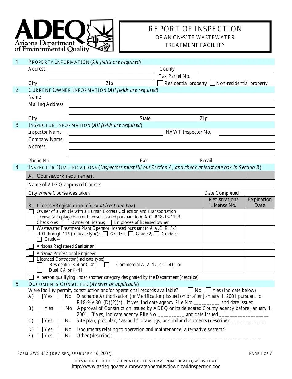 ADEQ Form GWS432 Fill Out, Sign Online and Download Printable PDF
