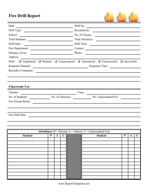 Fire Drill Report Template - Fill Out, Sign Online and Download PDF